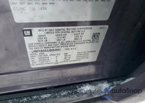 2018 Buick Envision Preferred из США, поврежденный, VIN LRBFXBSA0JD053801